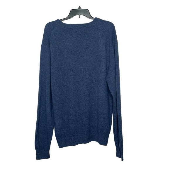 Paolo Mondo Two Ply 100% Cashmere Navy Blue Men's V Neck Sweater XL - Picture 2 of 9